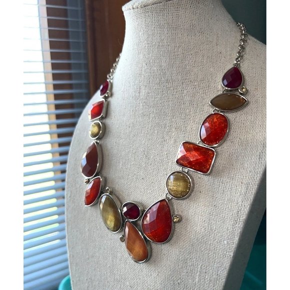 Premier Designs Sparkling Orange & Amber Necklace -- 16" - Picture 8 of 9